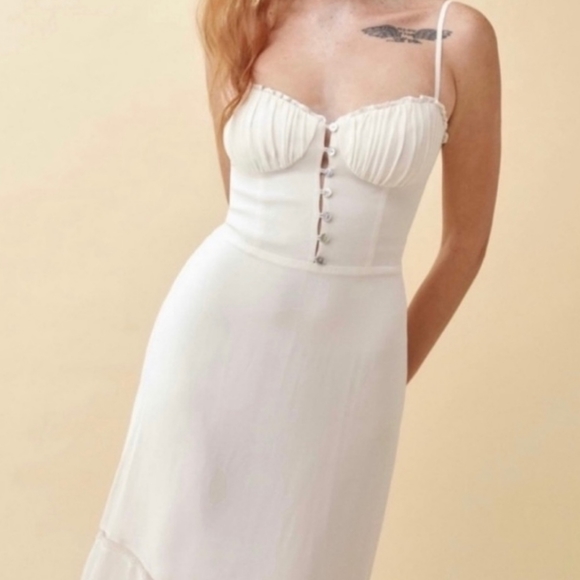 Reformation Harvest Dress White Midi Size 10 - Picture 5 of 10
